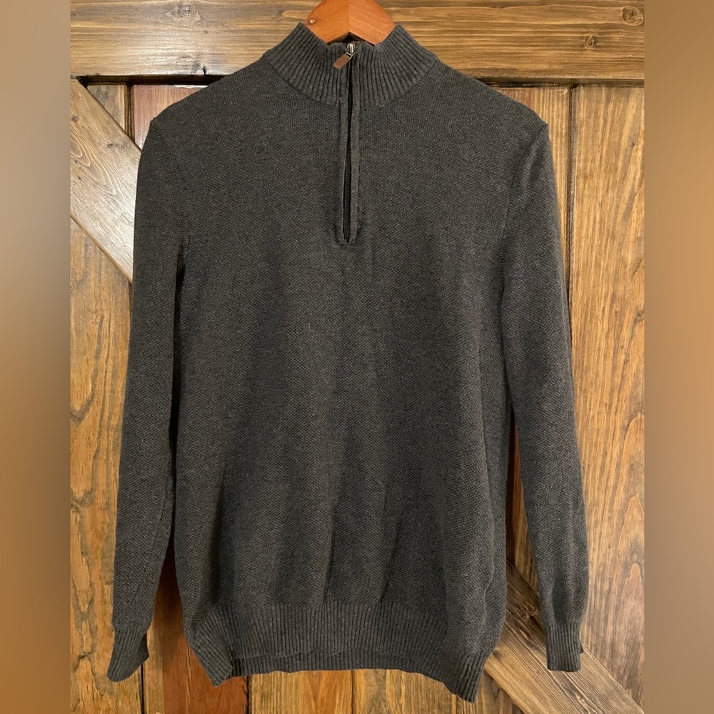 Club Room Men’s Dark Grey Quarter-zip Sweater